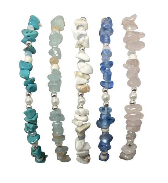 Adjustable 4mm howlite chip bead bracelet with tube & base