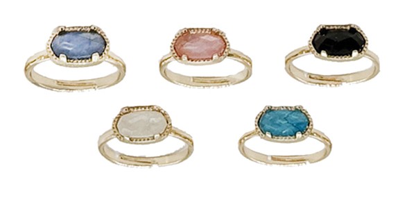 Oval Facet Cut Bead Adjustable Ring