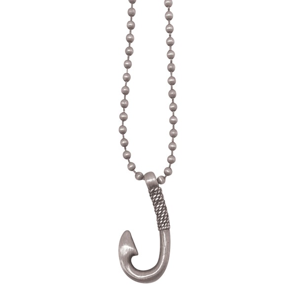 Antique Silver Ball Chain with Fish Hook Necklace