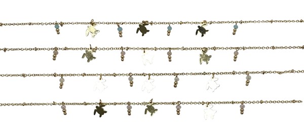 Sea Turtle & Facet Bead Anklet