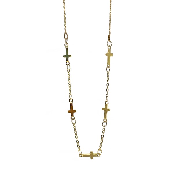 Mini Gold Cross Inline Necklace
