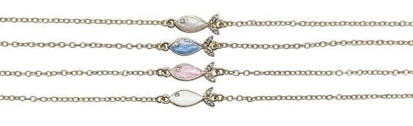Swirl Enamel with Rhinestone Fish Pendant Anklet