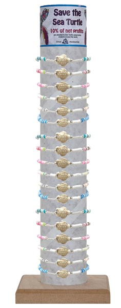 Elastic Fimo Disc with Turtle Pendant Bracelet with Tube & Base