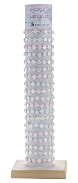Adj. White Disc with Colored Bead Bracelet with Tube & Base