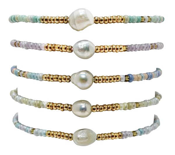 2mm Bead with Freshwater Pearl Adjustable Bracelet