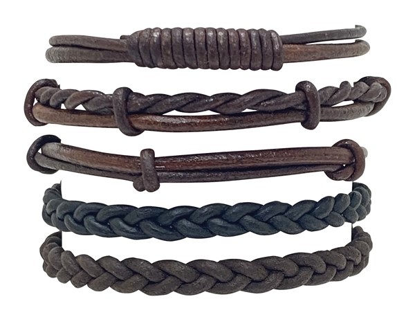 Adjustable Assorted Leather Design Bracelet