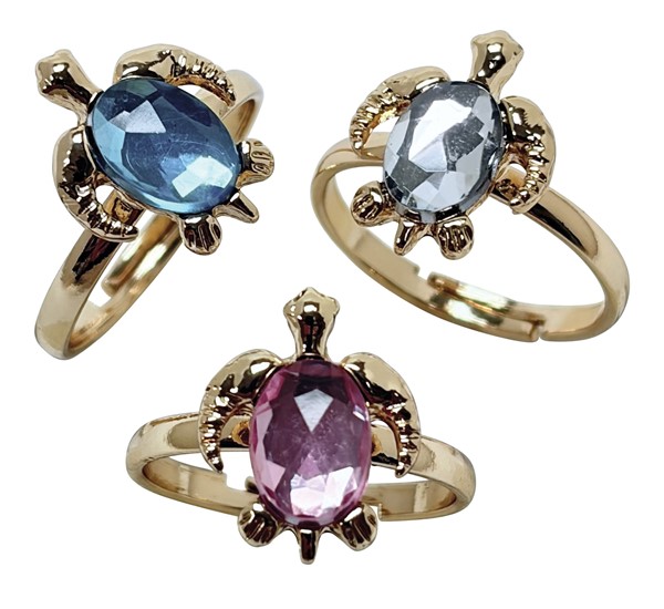 Diamond Cut Glass Turtle Pendant Ring