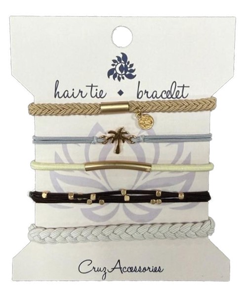 Assorted Palm Tree Natural Tone Hair Tie / Bracelet