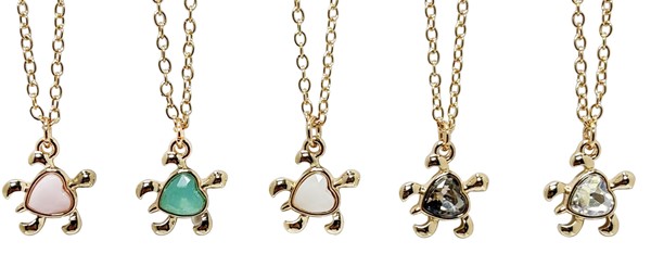 Sea Turtle Gold Pendant with "Heart" Shell Pendant Gold Necklace
