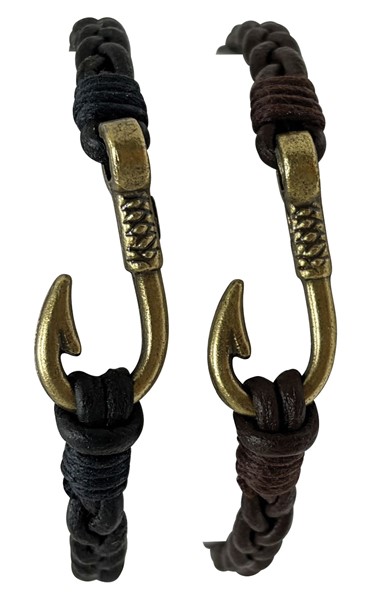 Adjustable Braid Leather with Fishhook Bracelet