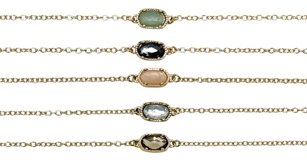 Oval Glass Pendant On Gold Chain Anklet Assorted