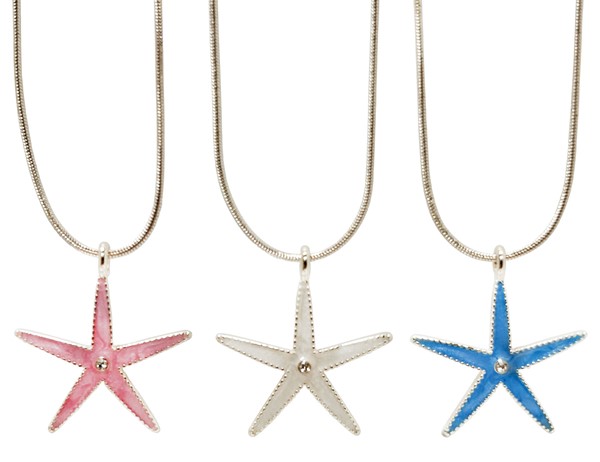 Enamel Starfish Pendant Snake Chain Necklace